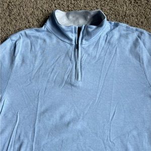 Brooks Brothers Blue Q-Zip Pullover Sweater Sweatshirt 100% Cotton Logo Large